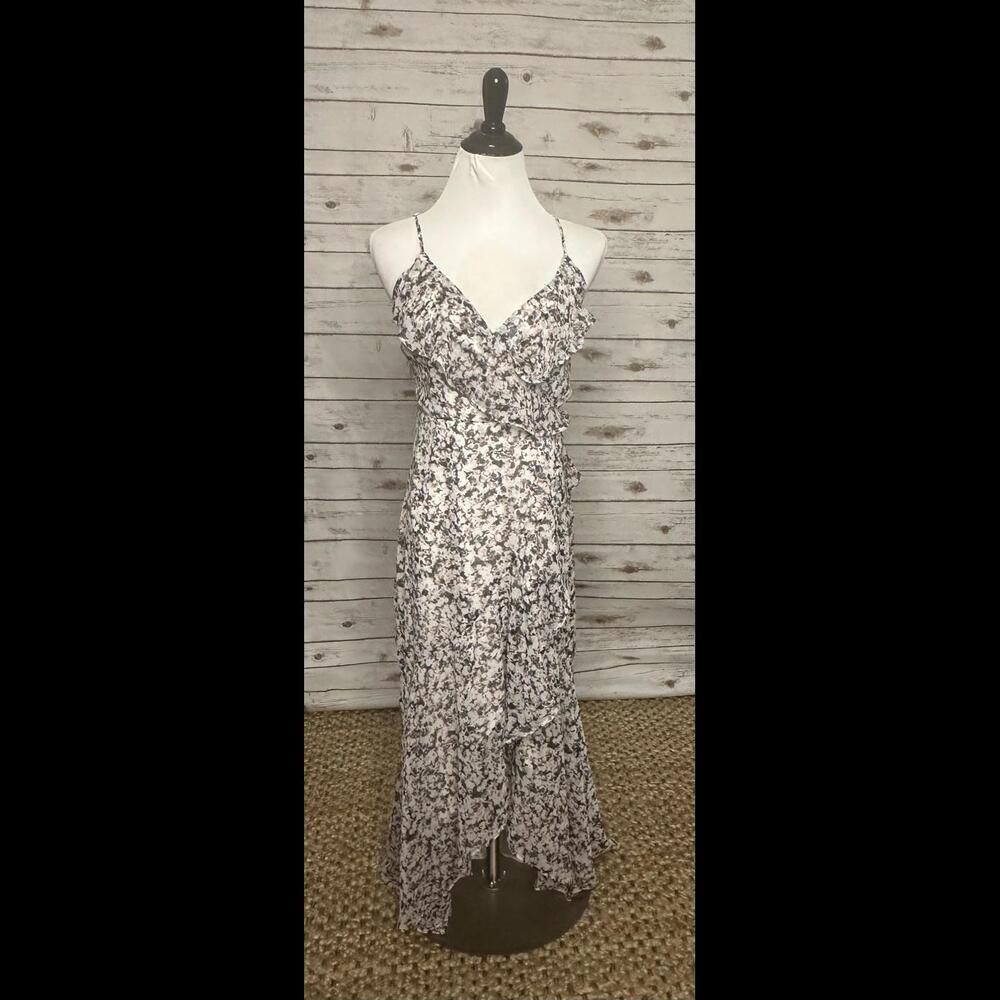 Express romantic floral V-neck spaghetti strap ruffle maxi sundress Size Small